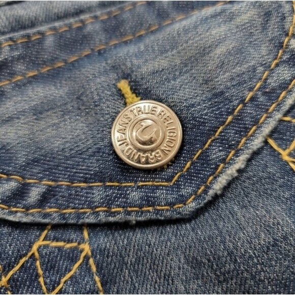 ♡ True Religion Super T Stitch Distressed Denim Jeans Made In USA 100% Cotton 26 - Picture 8 of 13